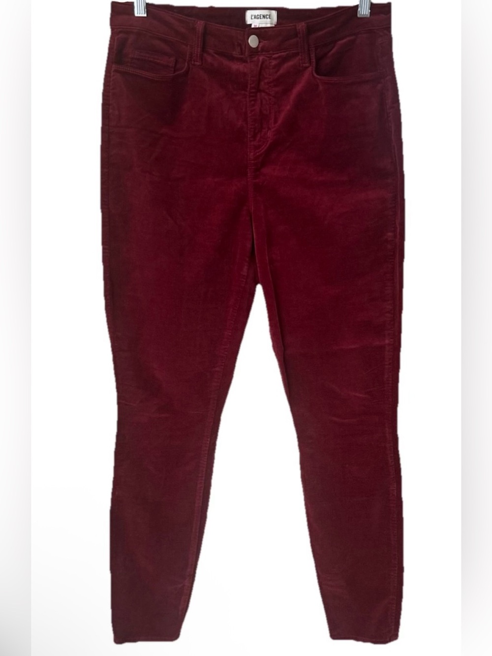 L'AGENCE Velvet Skinny Jeans 30 Burgundy Wine Red Stretch Pants